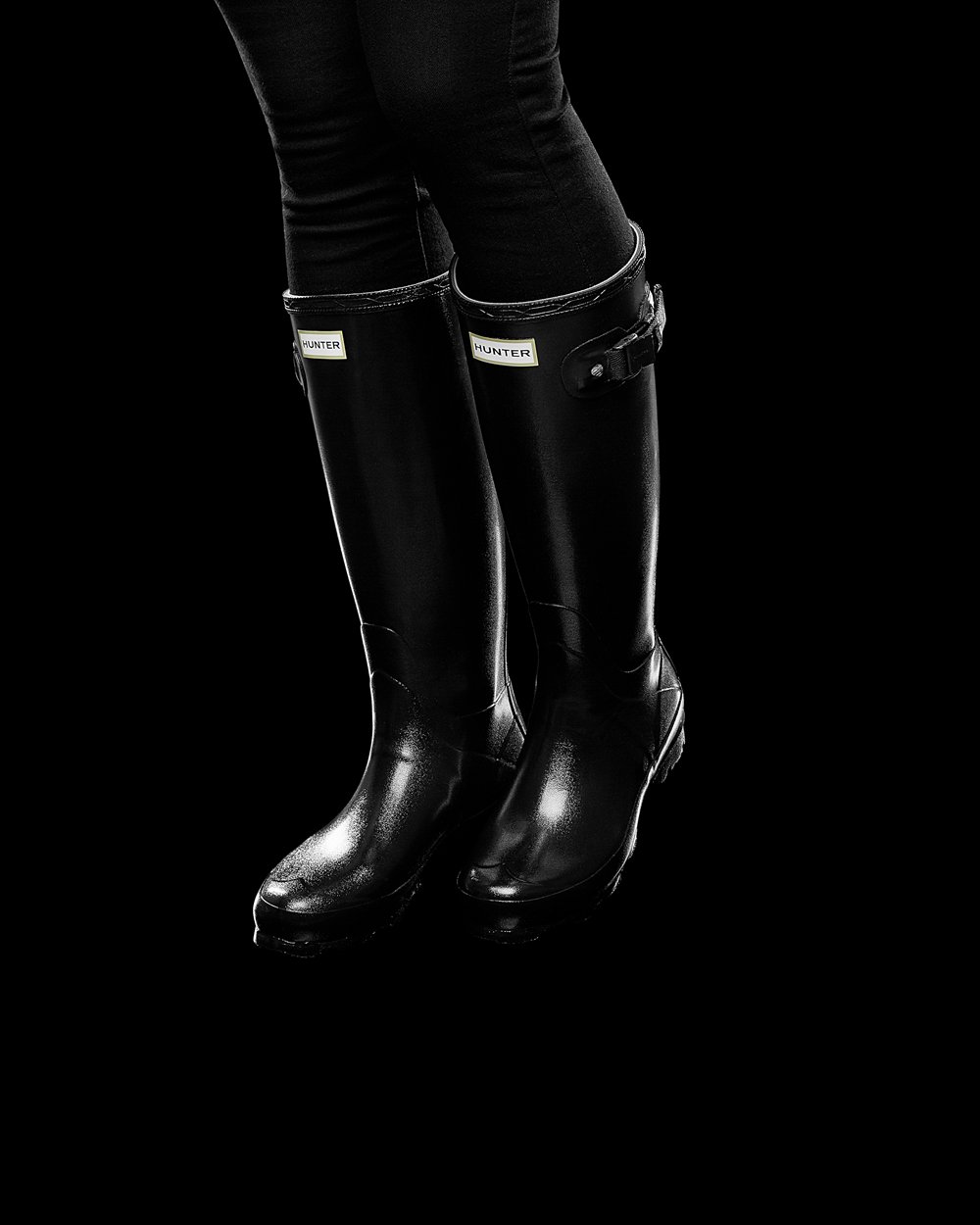 Hunter Norris Field Gloss Tall Rain Boots - Buy Womens Black - FBOMNG194